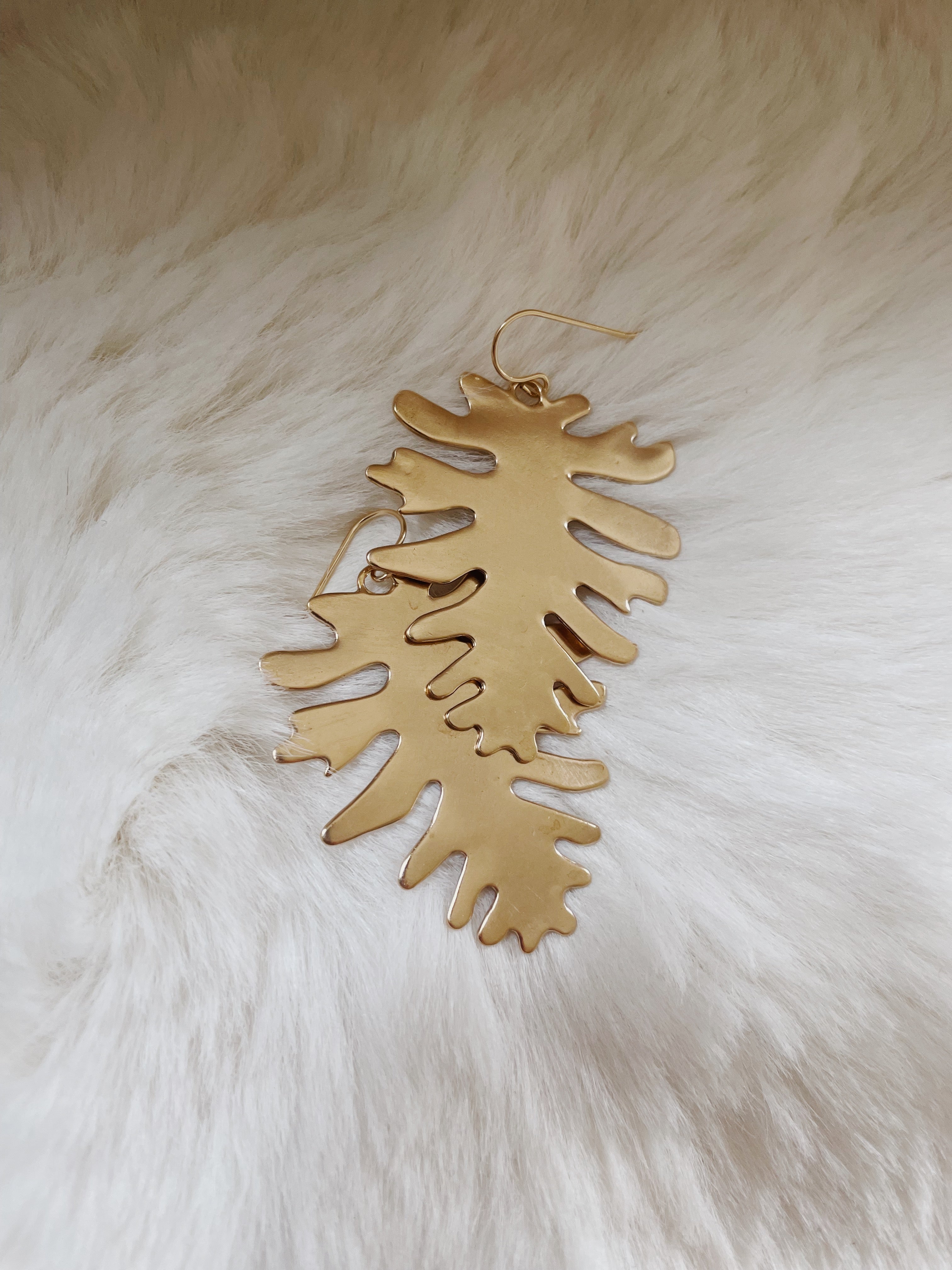 MIMOSA Handcrafted's Bronze Philodendron Earrings Come With Hypoallergenic Gold-Filled Ear Wires
