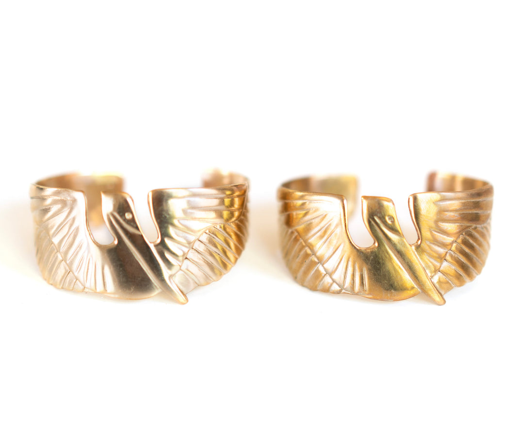 MIMOSA Handcrafted Bronze Pelican Cuff Bracelets