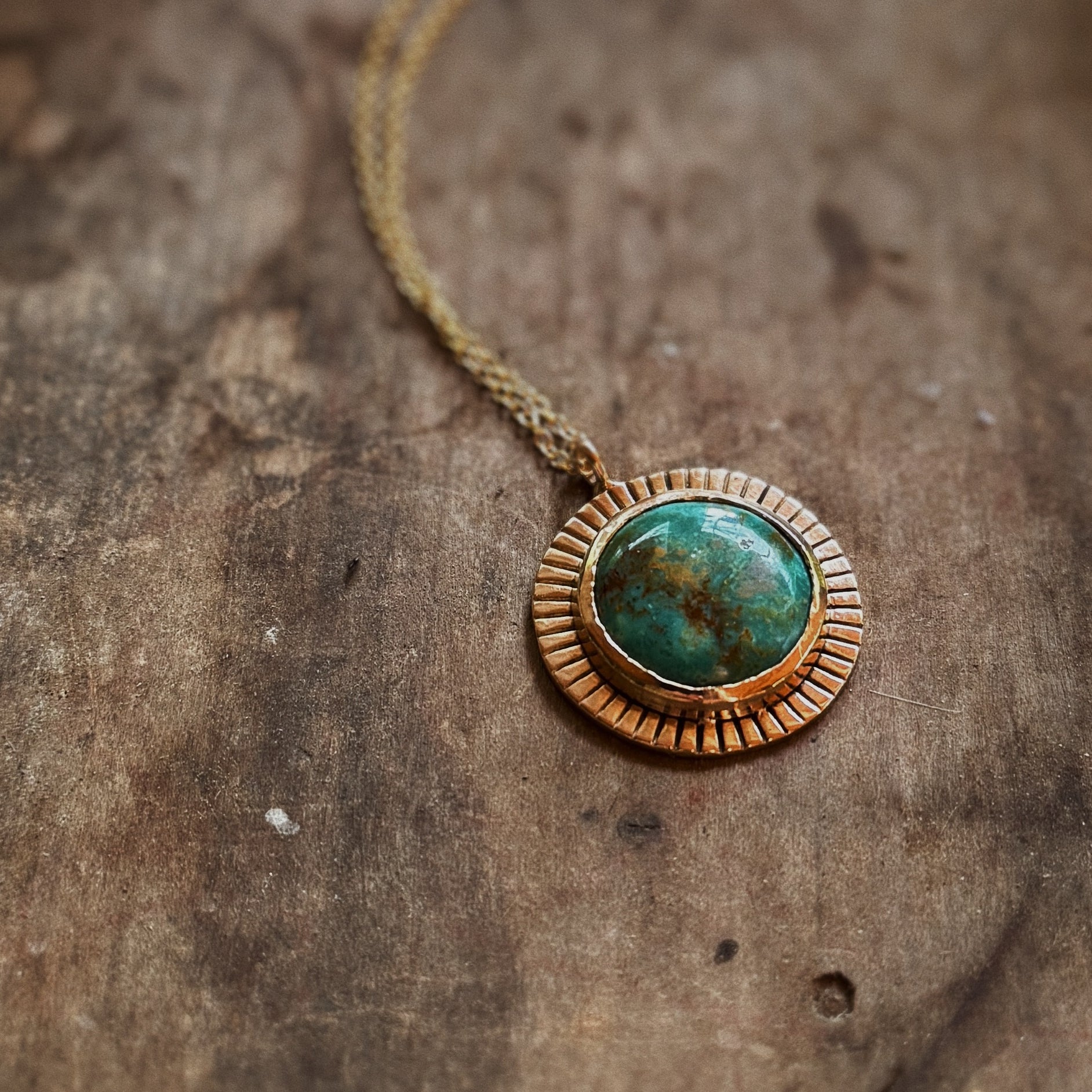 MIMOSA Handcrafted Large Sunburst Pendant with Turquoise