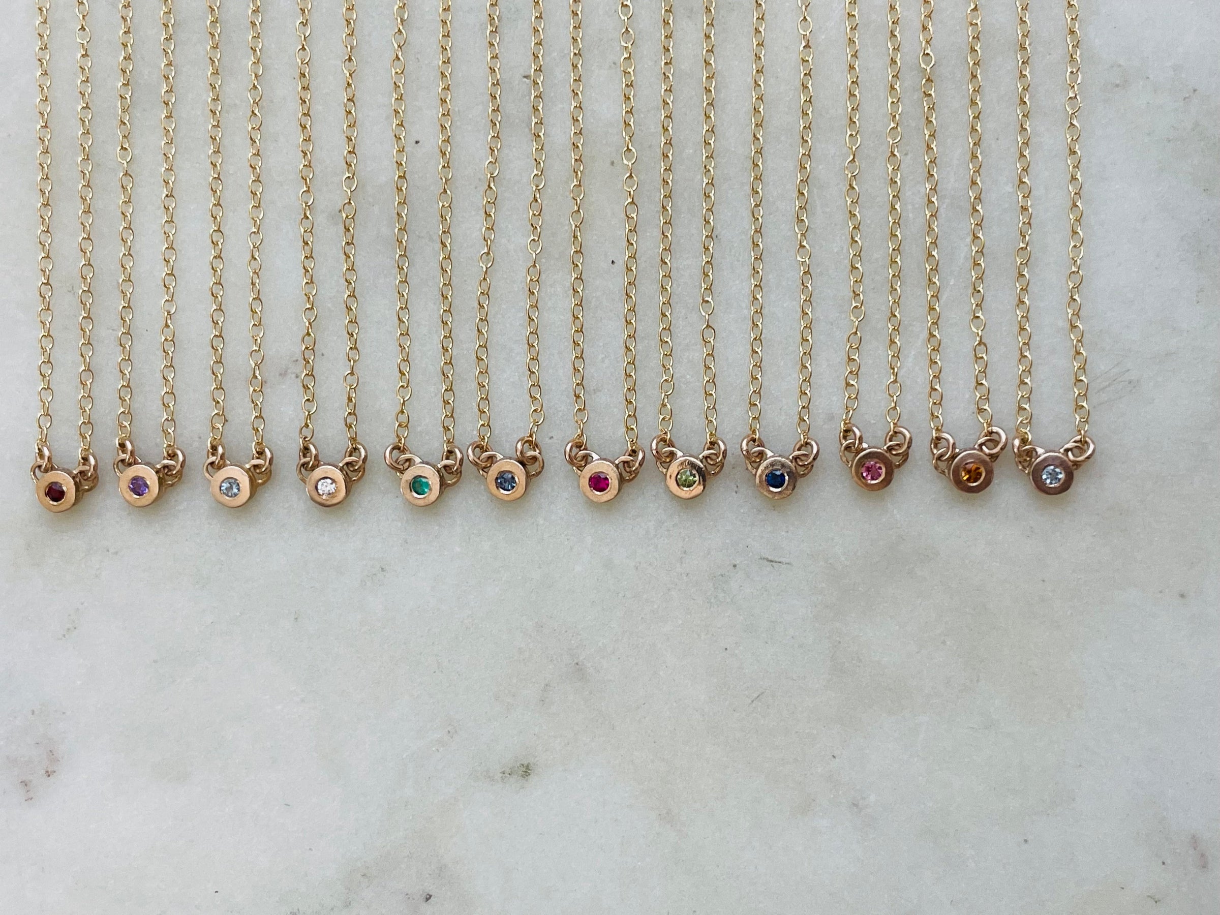 Dainty Grace Birthstone Necklaces at MIMOSA Handcrafted