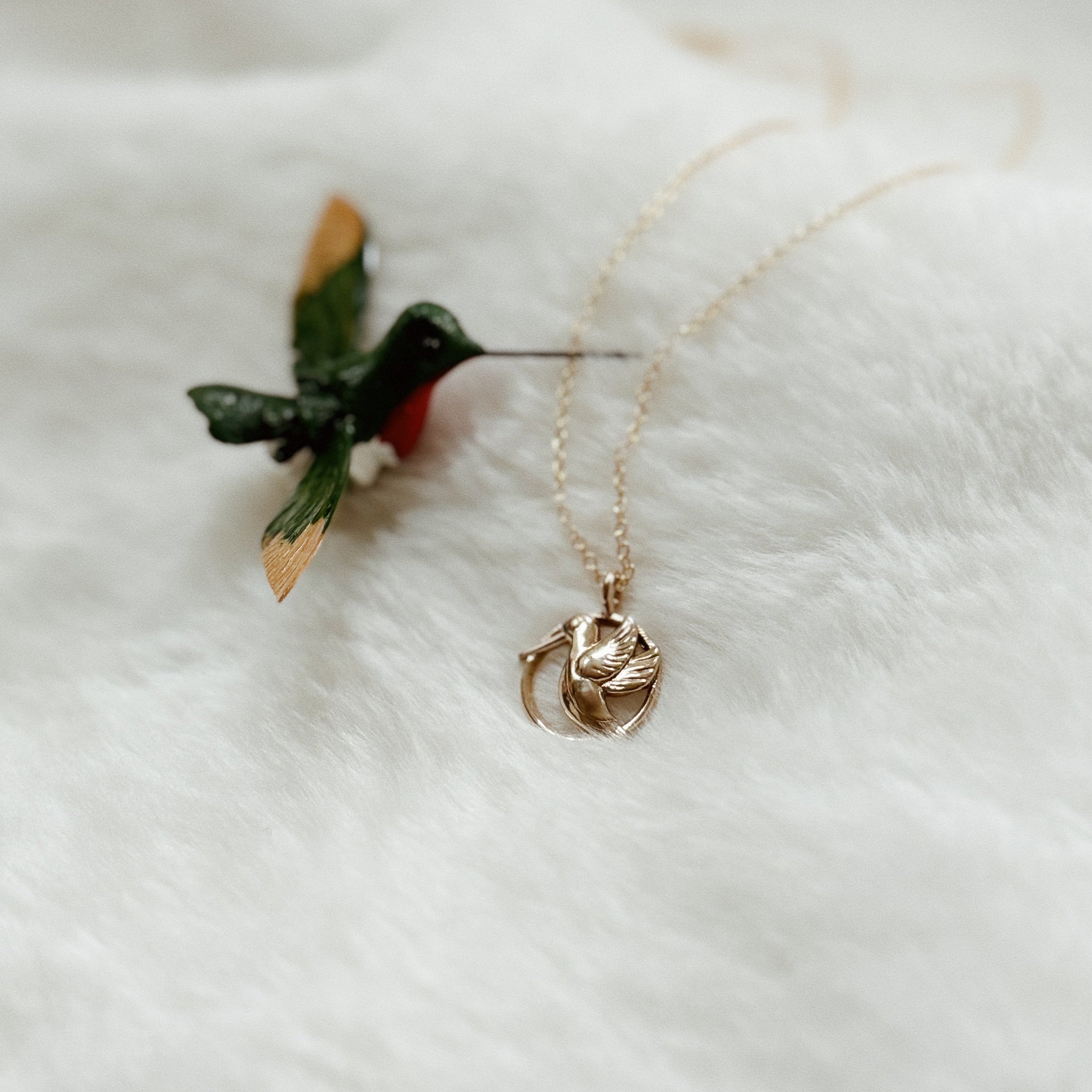 MIMOSA Handcrafted Bronze Hummingbird Necklace