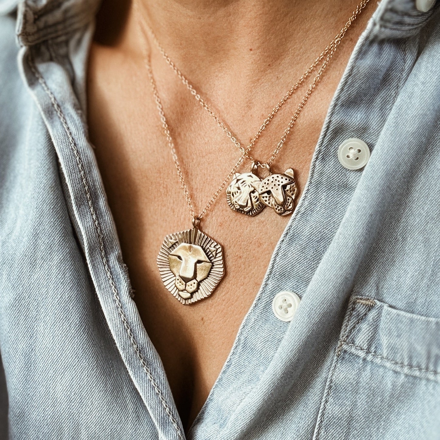 MIMOSA Handcrafted Lion, Tiger, and Jaguar Necklaces