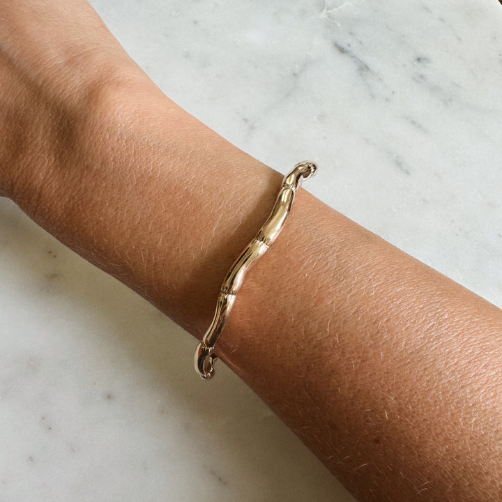 MIMOSA Handcrafted's Bronze Boudin Link Bracelet on a Wrist