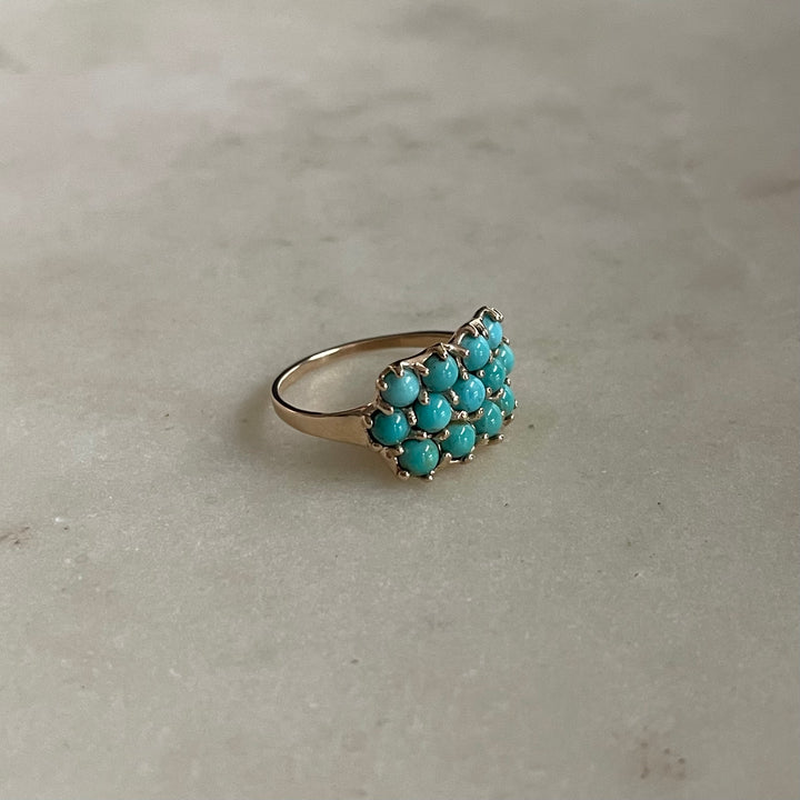 14K GOLD 13 STONE TURQUOISE RING | MIMOSA Handcrafted