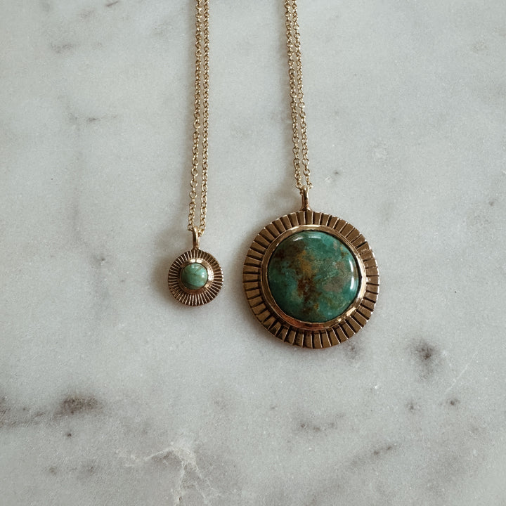 MIMOSA Handcrafted Sunburst Pendants with Turquoise