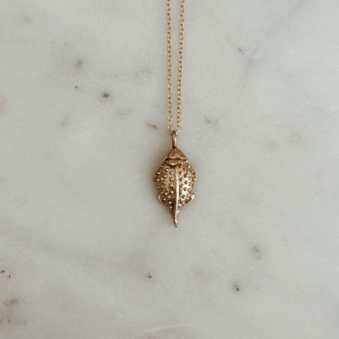 The MIMOSA Handcrafted Horned Toad Pendant in Bronze