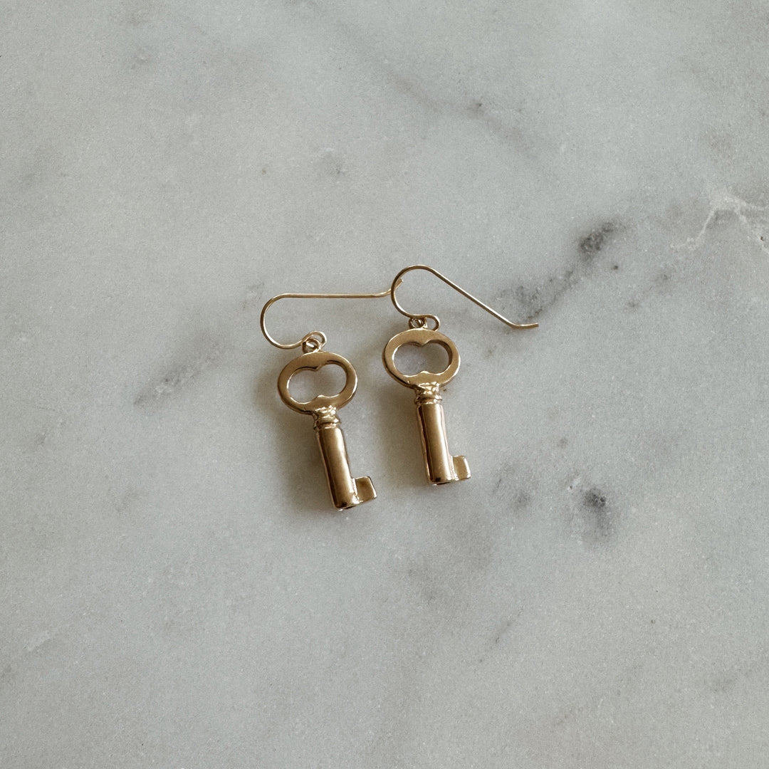 MIMOSA Handcrafted Key Earrings in Bronze