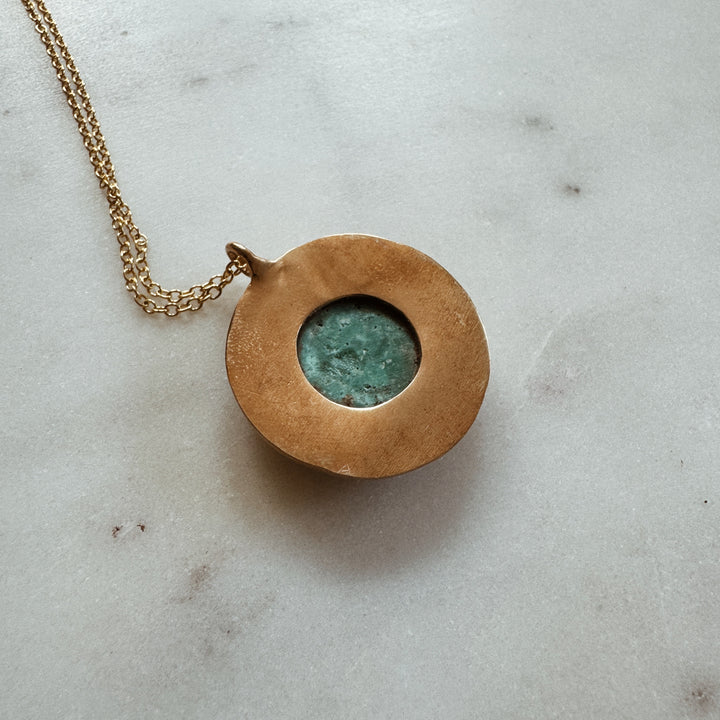 MIMOSA Handcrafted Sunburst Pendant with Turquoise