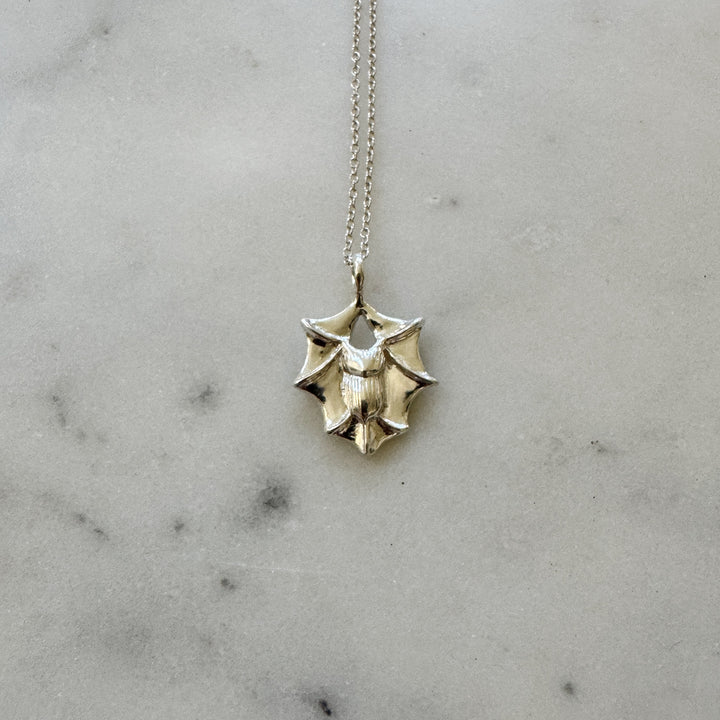 Bat necklace in sterling silver