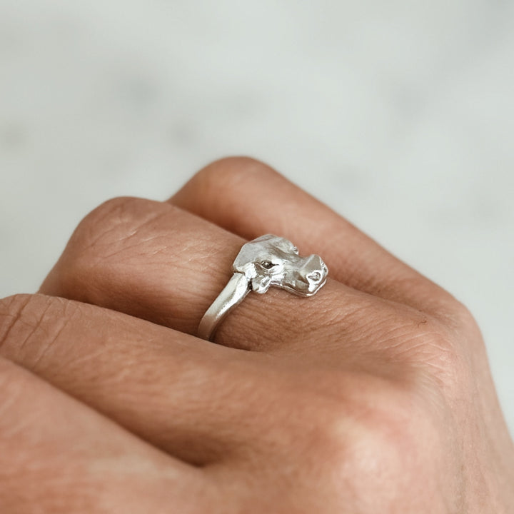 Person Wears the MIMOSA Handcrafted Longhorn Ring in Sterling Silver