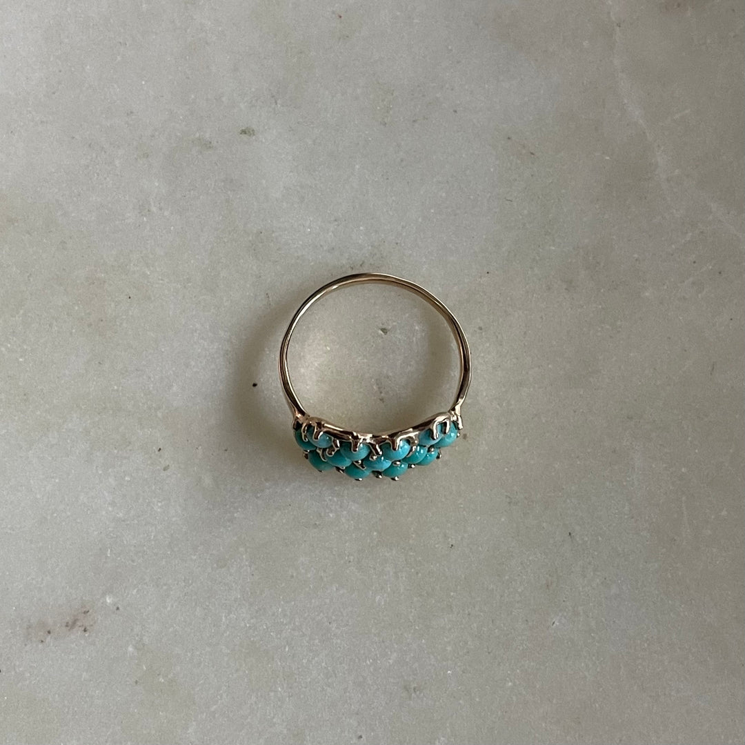 14K GOLD 13 STONE TURQUOISE RING | MIMOSA Handcrafted
