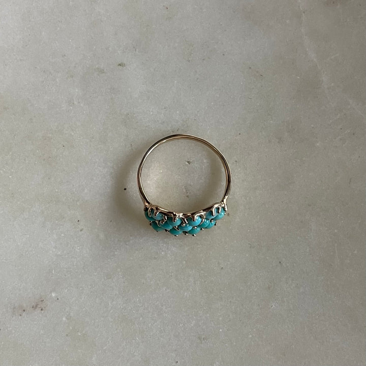 14K GOLD 13 STONE TURQUOISE RING | MIMOSA Handcrafted