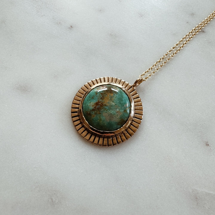 MIMOSA Handcrafted Sunburst Pendant with Turquoise