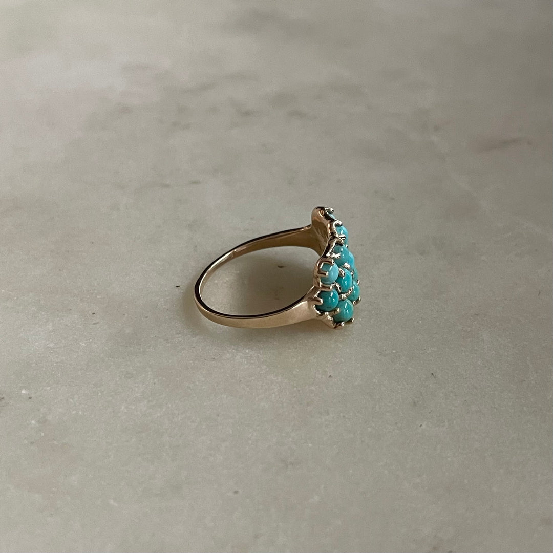 14K GOLD 13 STONE TURQUOISE RING | MIMOSA Handcrafted