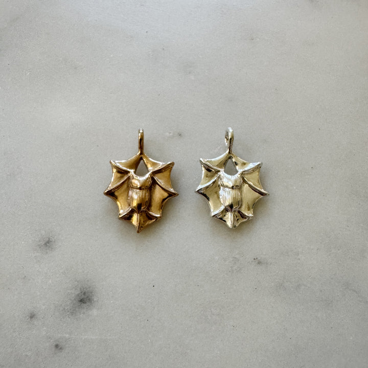 Bat pendant in bronze and sterling silver