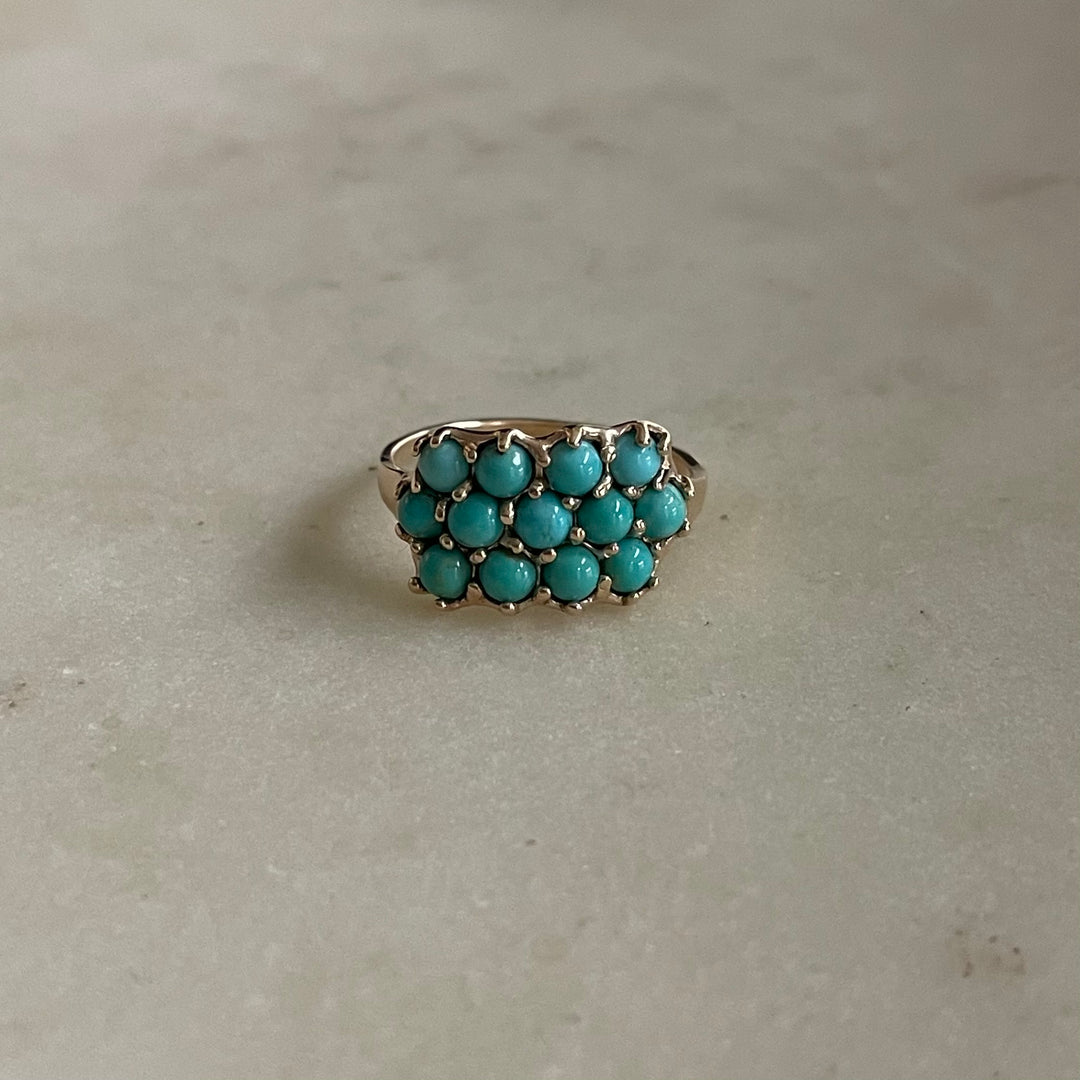 14K GOLD 13 STONE TURQUOISE RING | MIMOSA Handcrafted