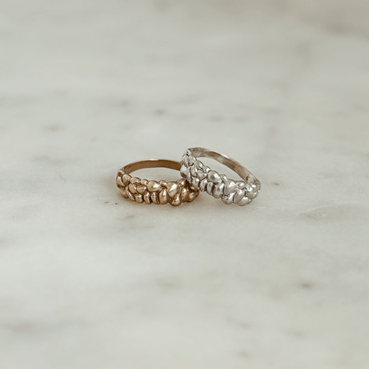 The MIMOSA Handcrafted Osage Orange Ring in Bronze and Sterling Silver