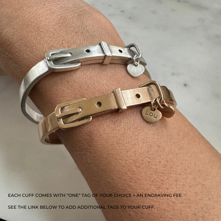 MIMOSA Handcrafted Bronze and Sterling Silver Pet Collar Bracelets with Heart-Shaped Pet Tags
