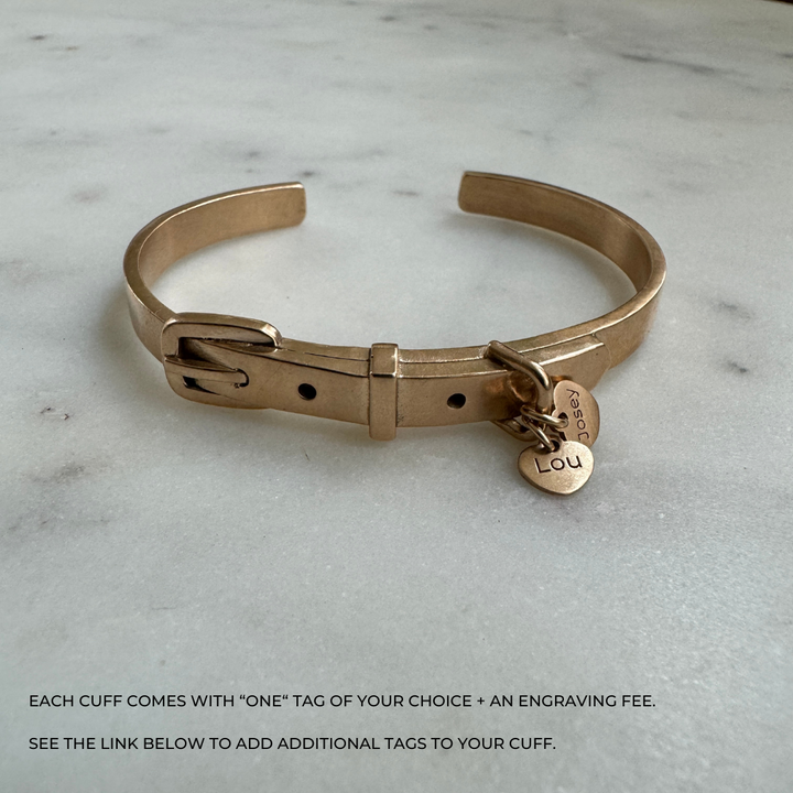 MIMOSA Handcrafted Bronze Pet Collar Bracelet with Two Heart-Shaped Pet Tags