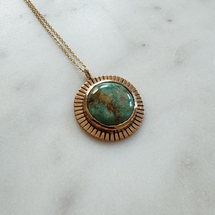 MIMOSA Handcrafted Sunburst Pendant with Turquoise