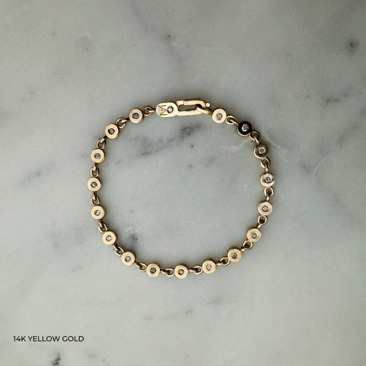 MIMOSA Handcrafted's Tennis Bracelet, the Gracelet, in 14K Yellow Gold with Diamonds. 