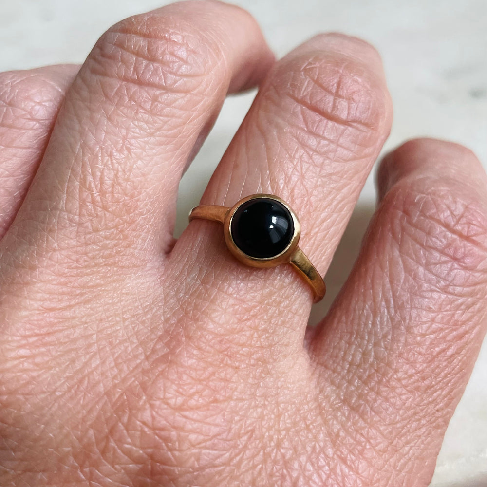 Size 8 Bronze Ring With Onyx Stone