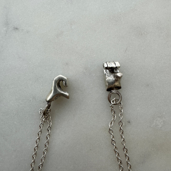 MIMOSA Handcrafted Heart Hand Necklace in Sterling Silver