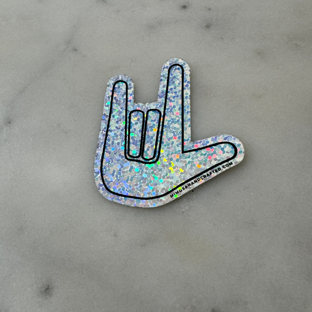 MIMOSA Handcrafted's ASL I Love You Sticker With Glitter