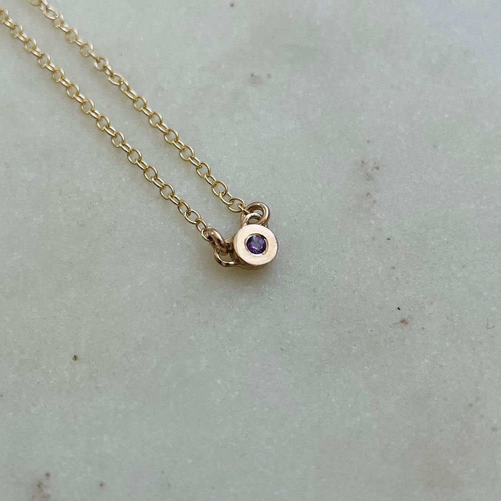Handmade Bronze Grace Pendant Necklace With Amethyst Birthstone