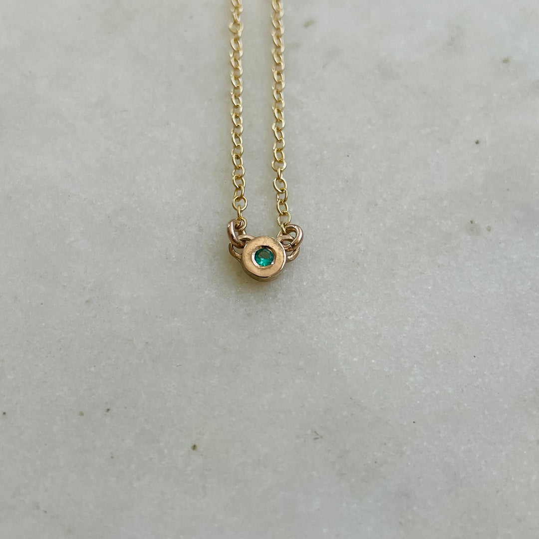 Handmade Bronze Grace Pendant Necklace With Emerald Birthstone