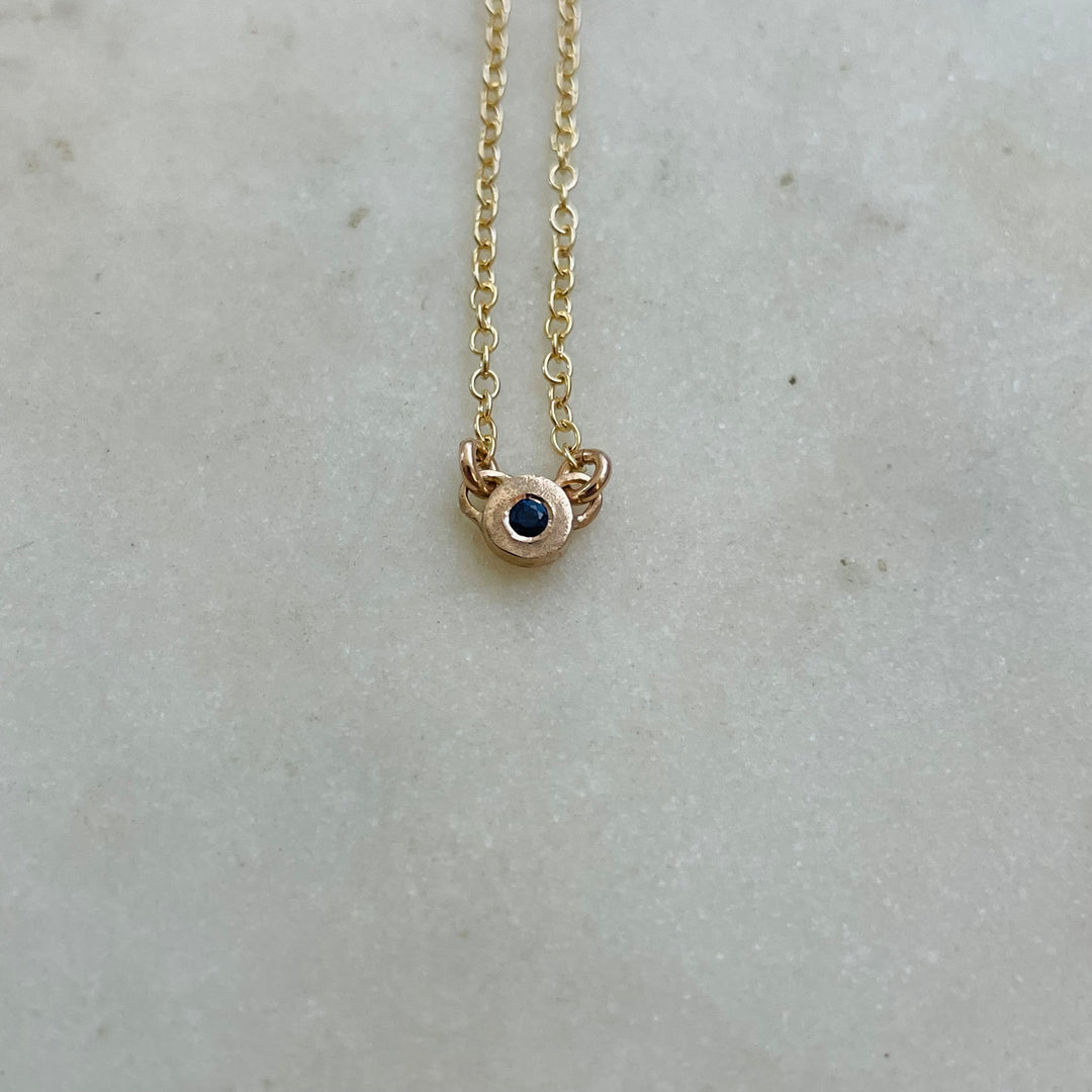 Handmade Bronze Grace Pendant Necklace With Sapphire Birthstone