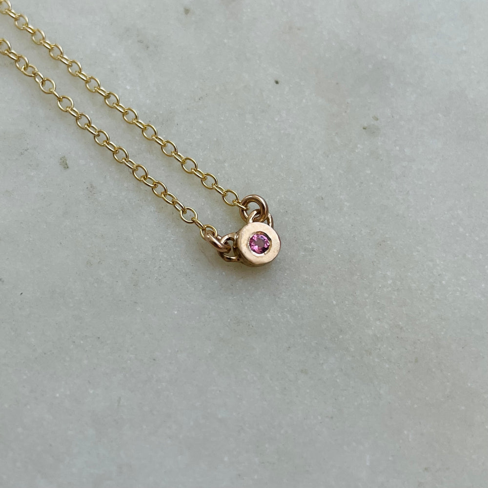 Handmade Bronze Grace Pendant Necklace With Pink Tourmaline Birthstone