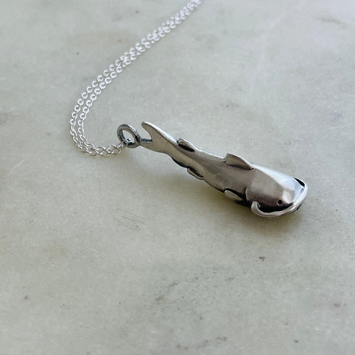 Sterling SIlver Catfish Pendant On Gold-Filled Chain