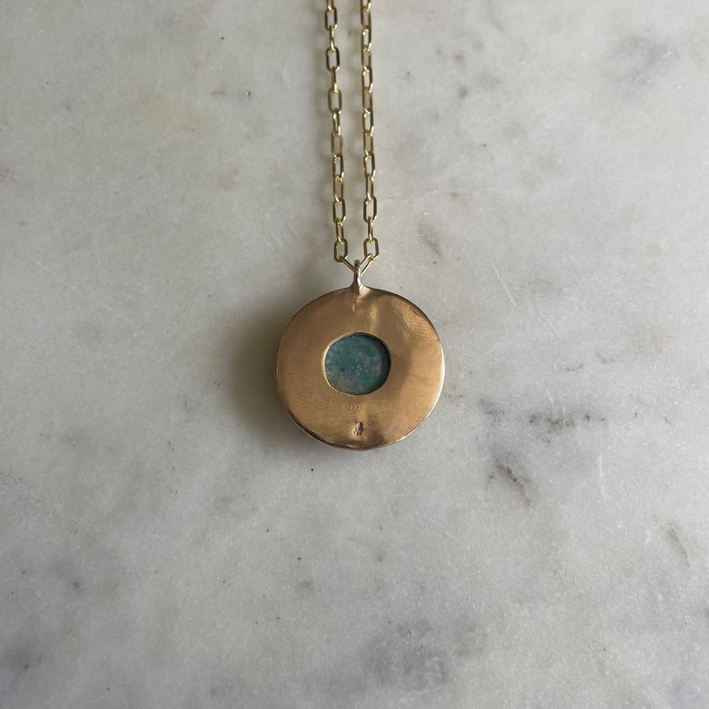 Large Gold Sunburst Necklace with Turquoise | MIMOSA Handcrafted