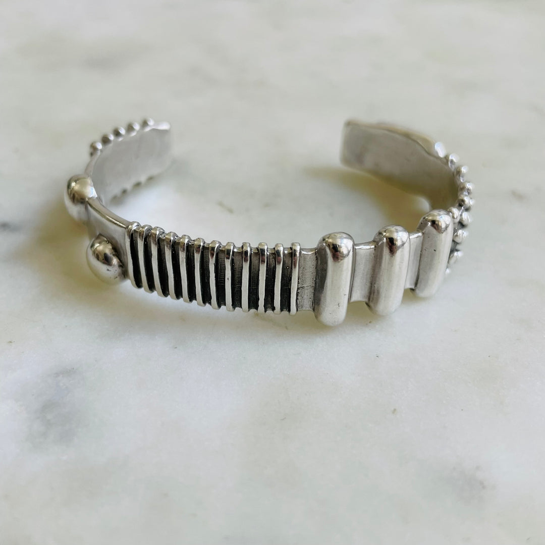 Handmade Sterling Silver Tactile Cuff With Different Textures