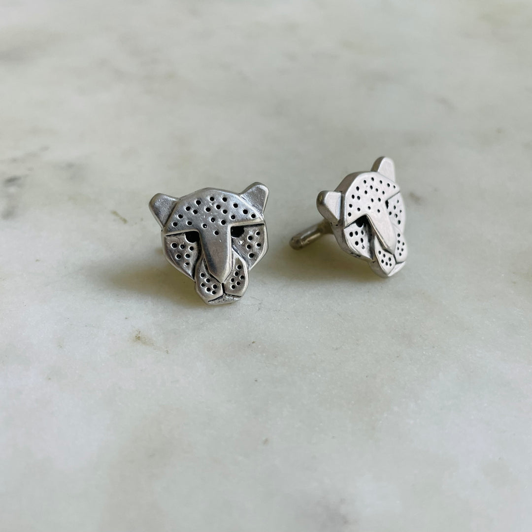 Handmade Sterling Silver Jaguar Head Cufflinks