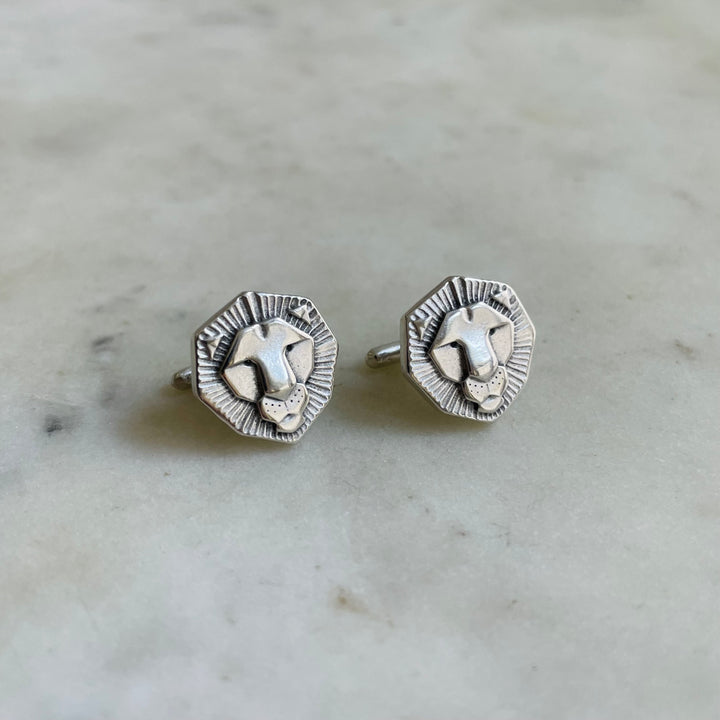 Handmade Sterling Silver Lion Head Cufflinks