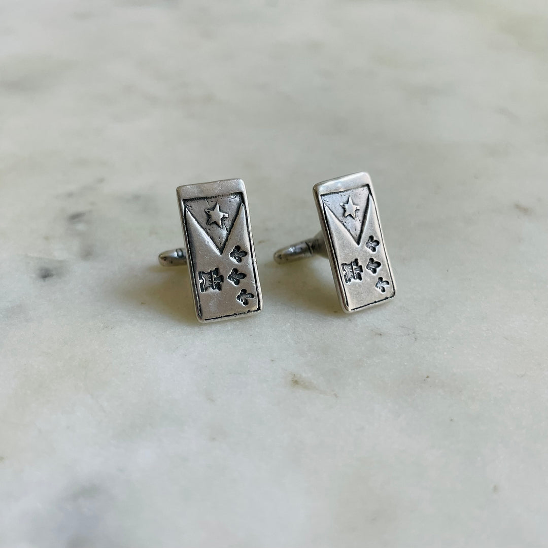Handmade Sterling Silver Acadian Flag Cufflinks