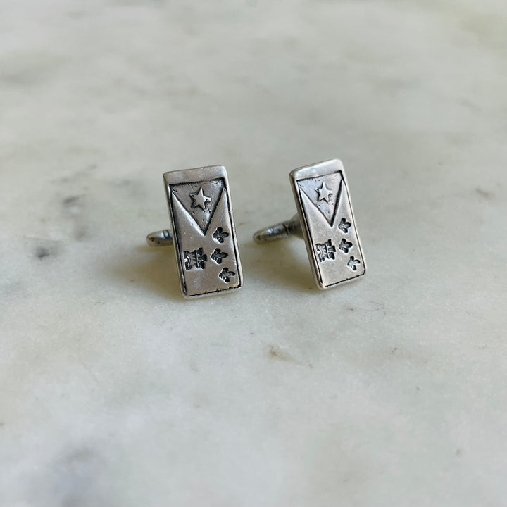 Handmade Sterling Silver Acadian Flag Cufflinks