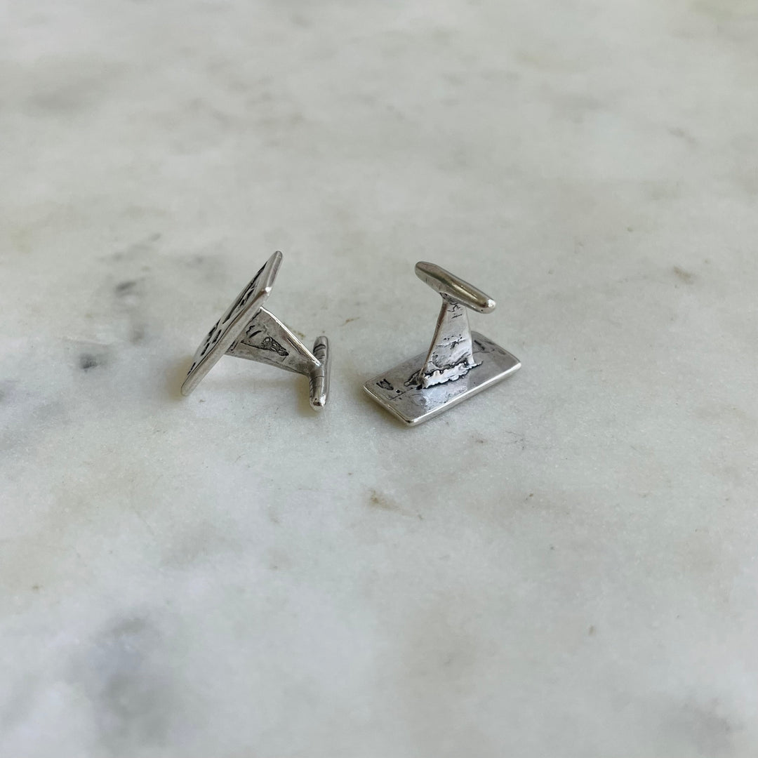 Handmade Sterling Silver Acadian Flag Cufflinks