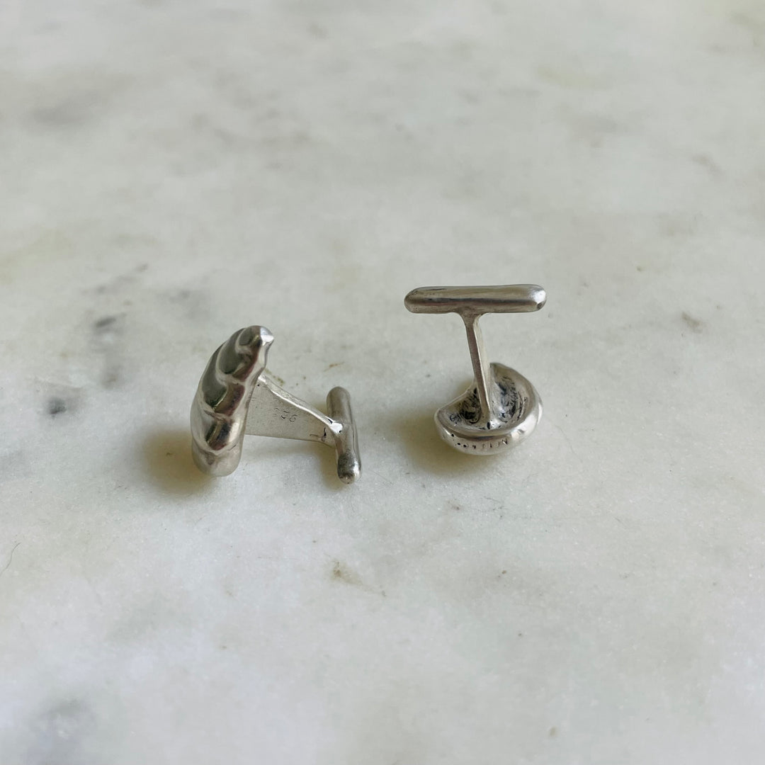 Bottom Of Sterling Silver Oyster Shell Cufflinks