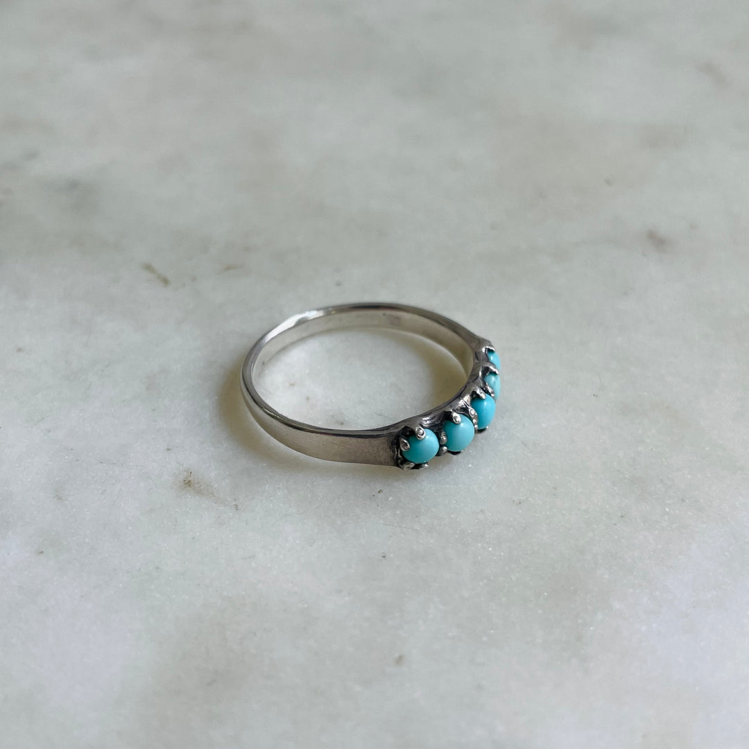 Handmade Sterling Silver 5 Turquoise Stone Margaret Ring