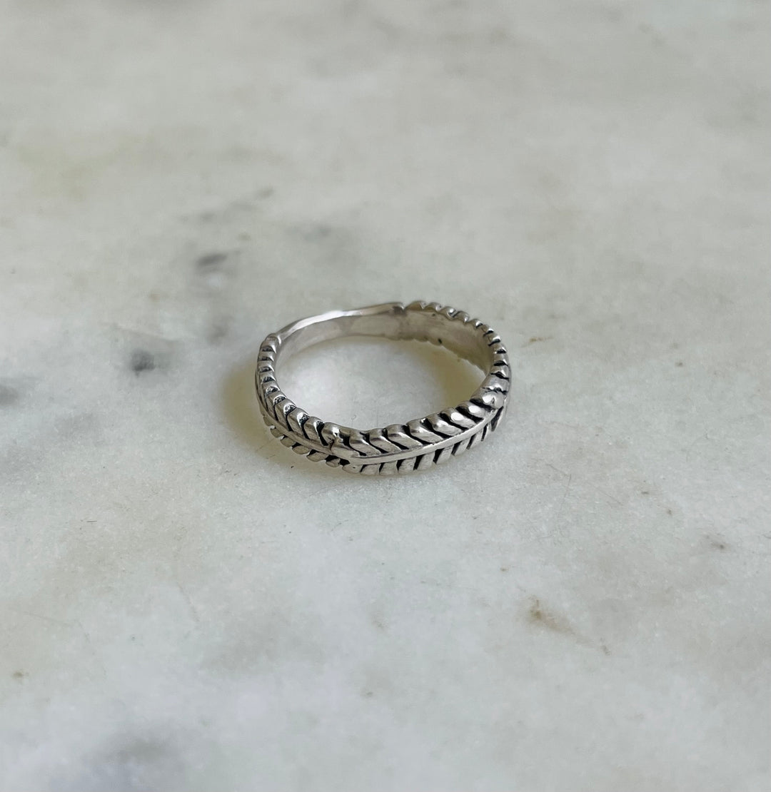 Handmade Sterling Silver Mimosa Sprig Ring