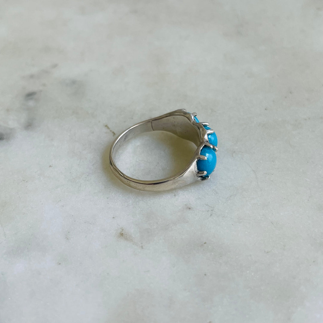 Handmade Sterling Silver 3 Turquoise Stone Rosie Ring