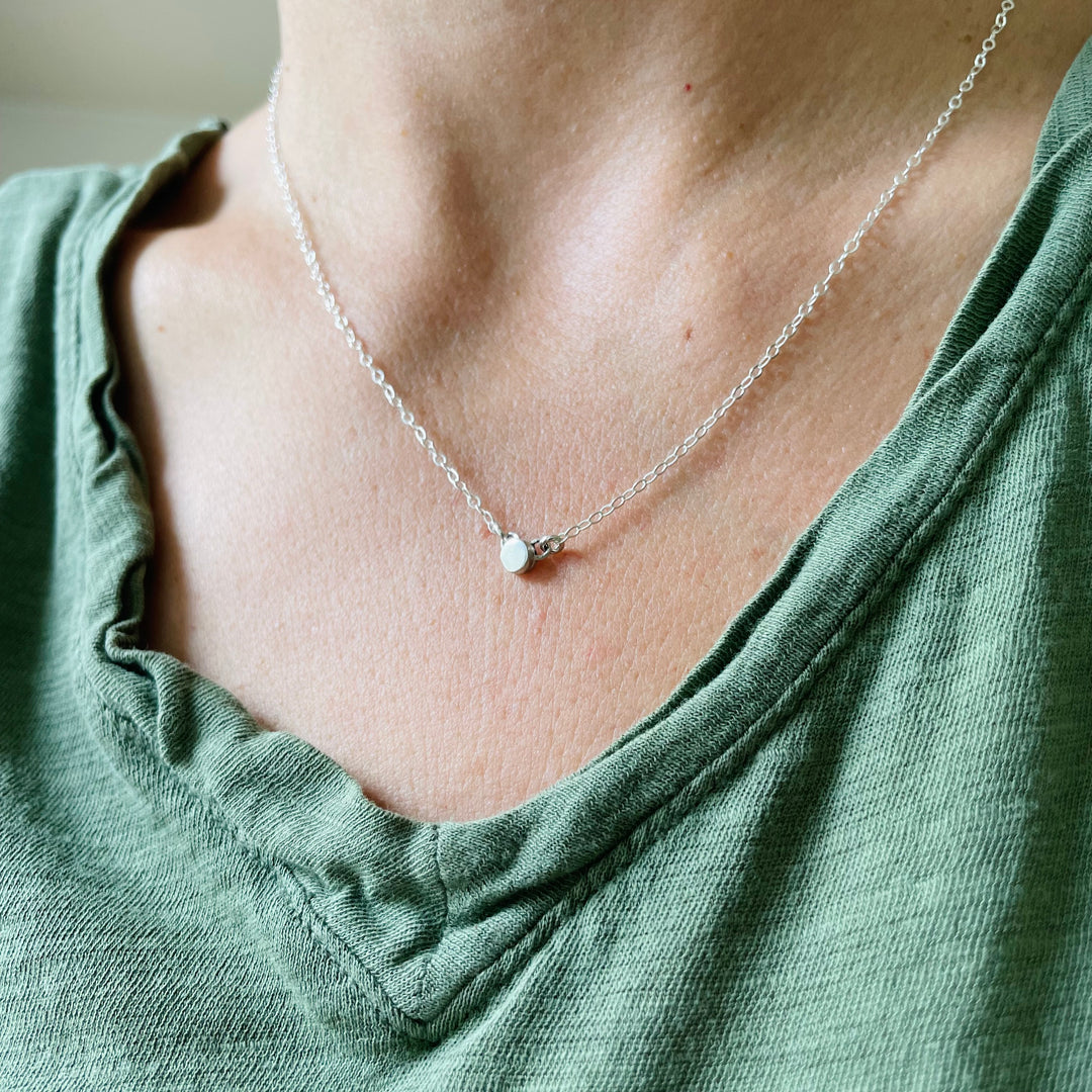 Woman Wearing Sterling Silver Grace Pendant Necklace