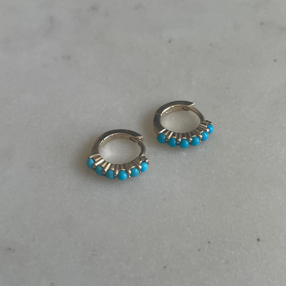 14K Gold Huggie Hoops — Turquoise Earrings | MIMOSA
