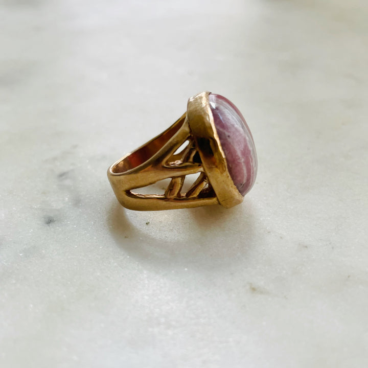 MIMOSA Handcrafted Bronze Mother Tree Ring with Rhodochrosite