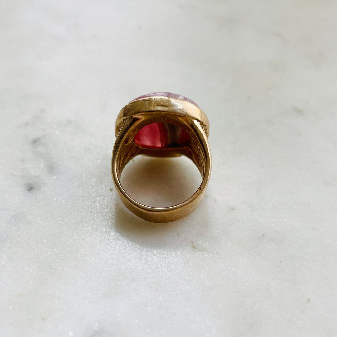 MIMOSA Handcrafted Bronze Mother Tree Ring with Rhodochrosite