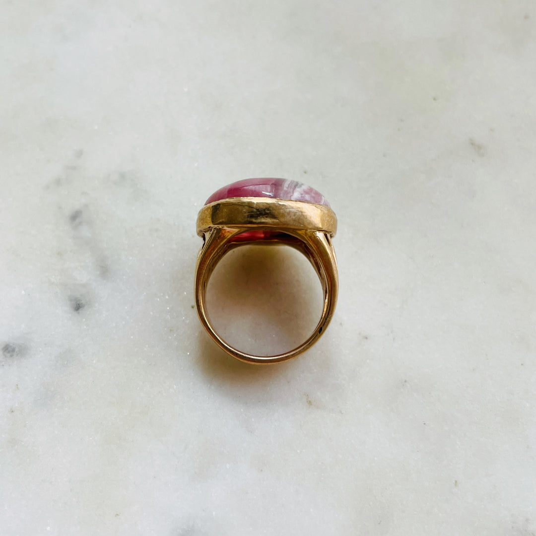MIMOSA Handcrafted Bronze Mother Tree Ring with Rhodochrosite