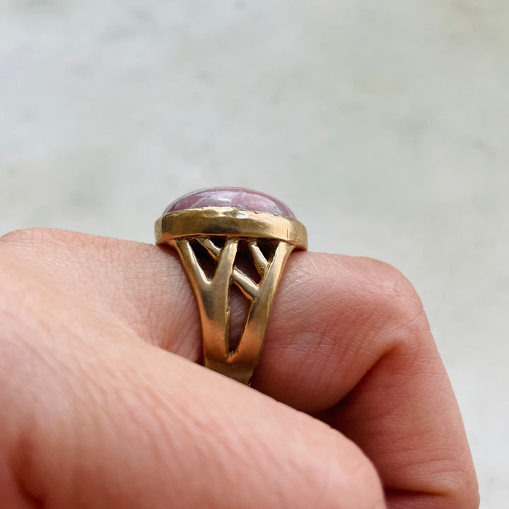 MIMOSA Handcrafted Bronze Mother Tree Ring with Rhodochrosite